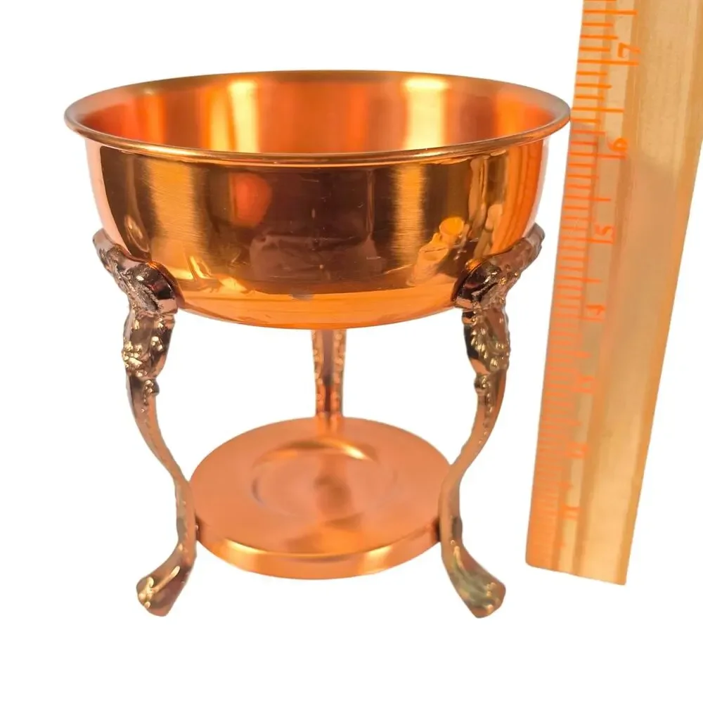 Vintage French Country Brass Copper Plant Stand Eclectic Victorian Paw Foot